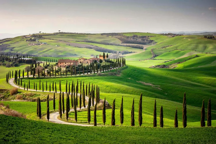 Val d'Orcia the UNESCO protected valley in tuscany hills. 