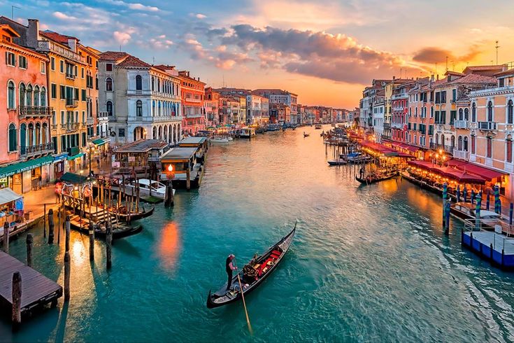Venice, City located on the edge of beautiful canal. 